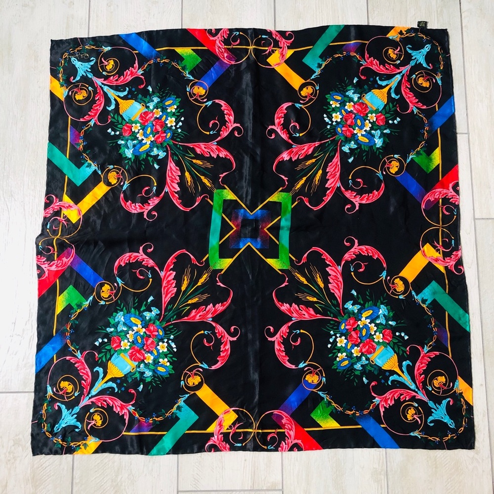 100% Silk Square Scarf Colorful Head Scarves 34x34